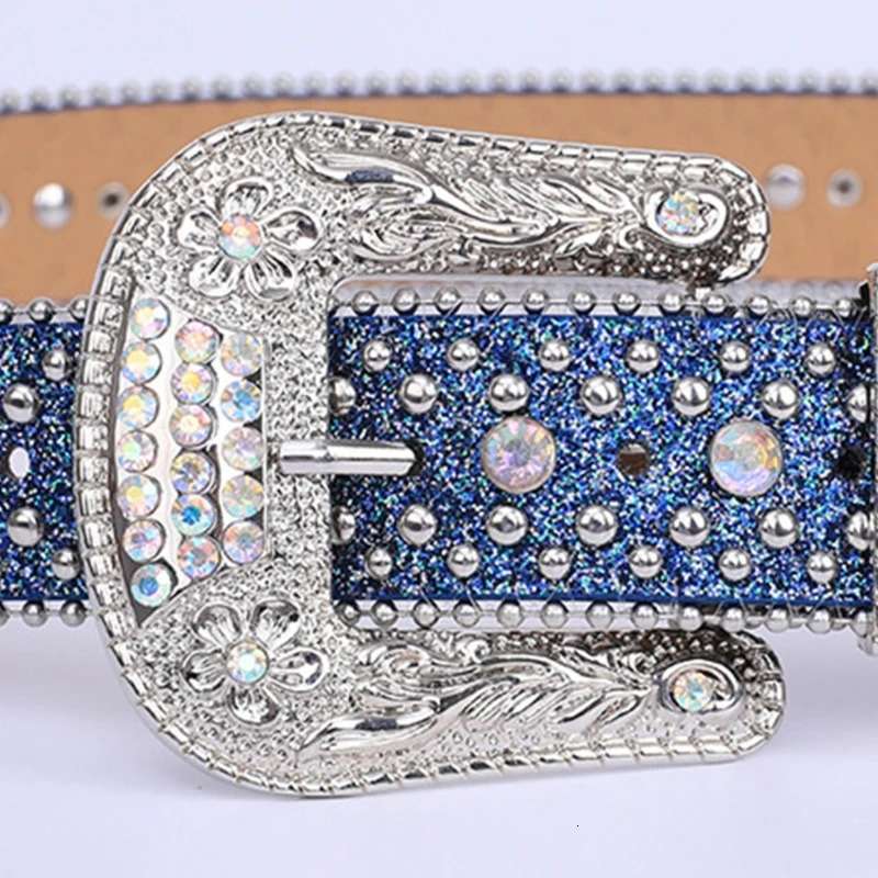 Rhinestones Belt Western Cowgirl Bling Studded Leather Crystal Diamond Belt for Jeans Men Women Fashion Accessory 250312