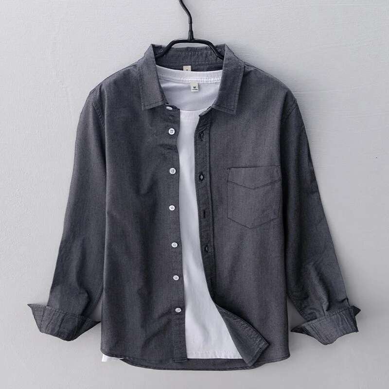 2024 Spring Pink Shirts For Men Casual Slim Fit 100% Cotton Oxford Long Sleeve Shirt Men's Vintage Clothes