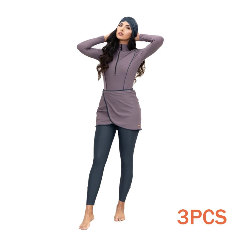 Muslim Modest Swimwear Hijab Swimsuit Women Swimming Suit Cover Ups Hijabs For Woman Islamic Long Sleeve Bathing Swim 250313