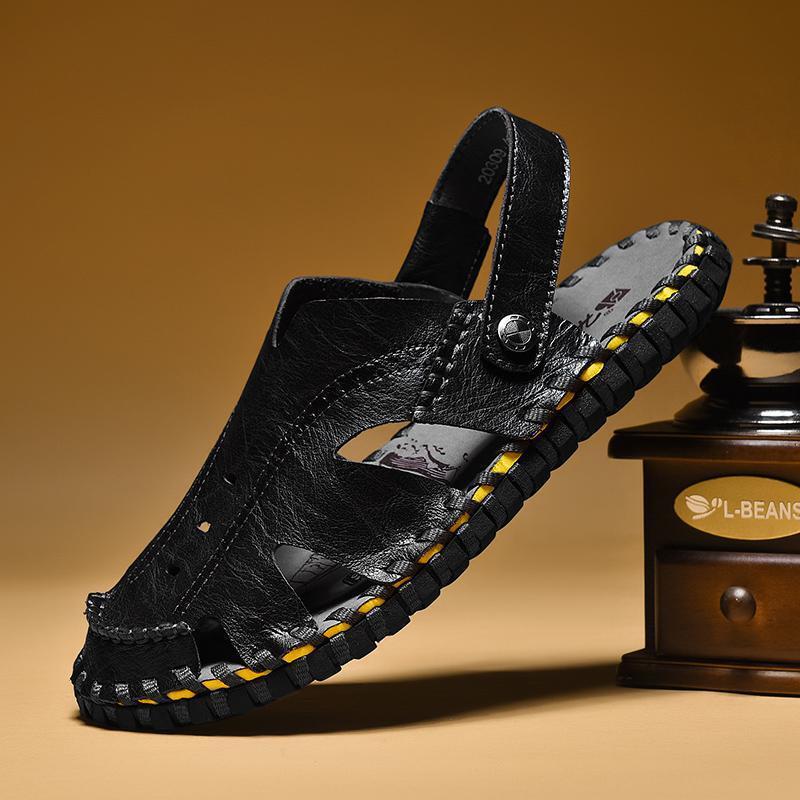 Light Luxury Baotou Slippers For Men 2025 New Summer Designer Sandals Outdoor Beach Sandals High End Breathable Fashion Sewing Men's Shoes