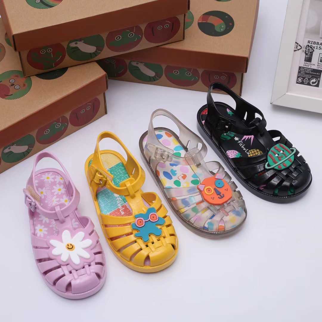 Sandals 2022 new Melissa flower planet boys and girls woven hollow sandals Baotou jelly fragrant shoesY250315F4SW
