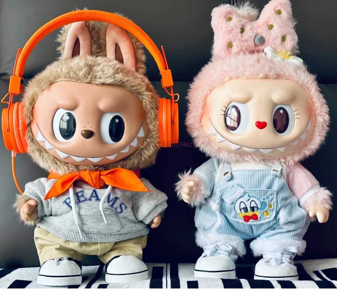 38cm Labubu Clothing Time To Chill Fashion Headphones Doll Accessories Labubu Clothing High-End Customization Decoration GiftsT250313