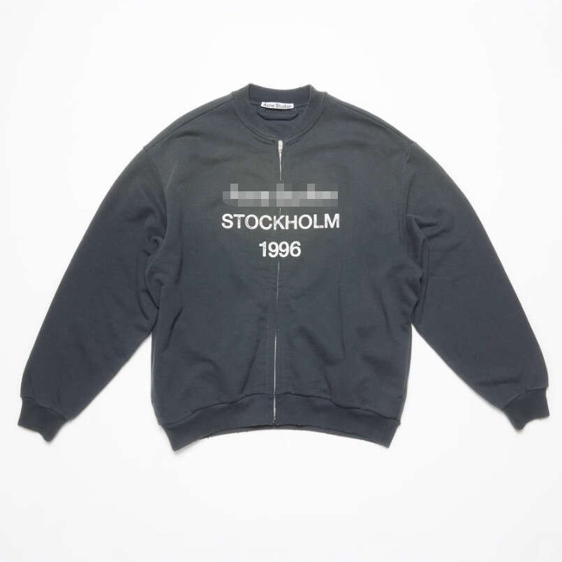 American Trendy AC Washed Outdated 1996 Damaged Casual Sports Loose Men's and Women's Zipper Hoodie Jacket