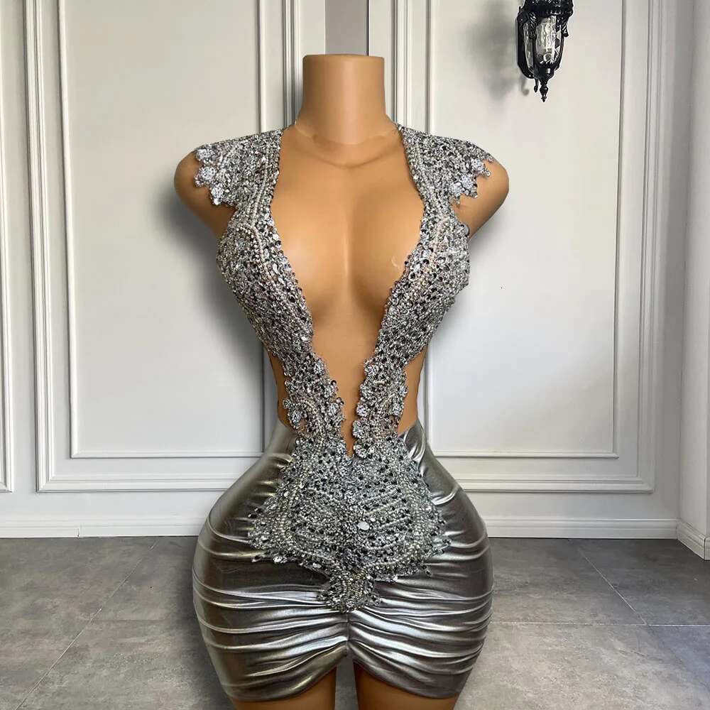 Sparkly Short Prom Dresses: Sheer O-Neck Frilled Mini Dress for Birthday Parties, Sier and Black