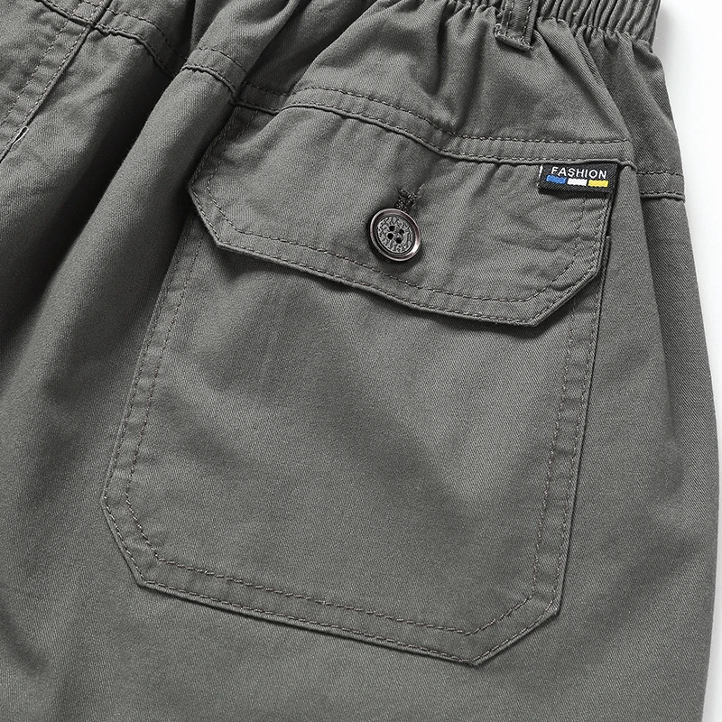 Male Cargo Pants Knee Shorts Classic Summer Shorts Multiple Pockets Large Size Cotton Half Pants Khaki Army Green Shorts 250314