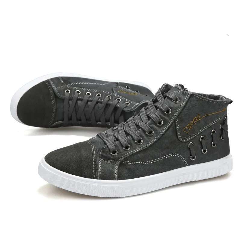 Canvas Men 2023 New Men's Casual High Top Vulacnized Shoes Flats Lace-up Sneakers atos Hombre for Male