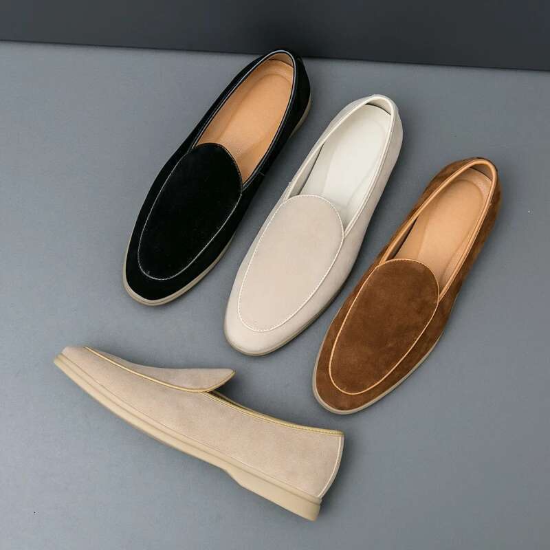 Autumn High-quality Suede Mens Loafers Simple Flat Casual Brand Nubuck Leather Outdoor Mocasin Party Wedding Shoes