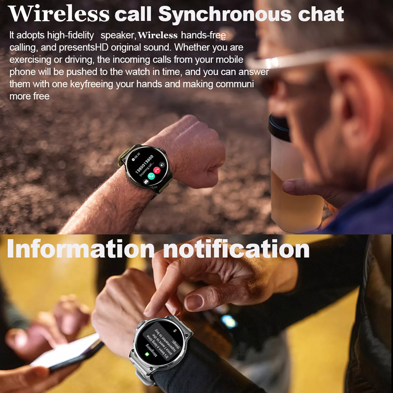 Indestructible Smart Call Watch Rugged Tactical Smartwatch Heart Rate Waterproof