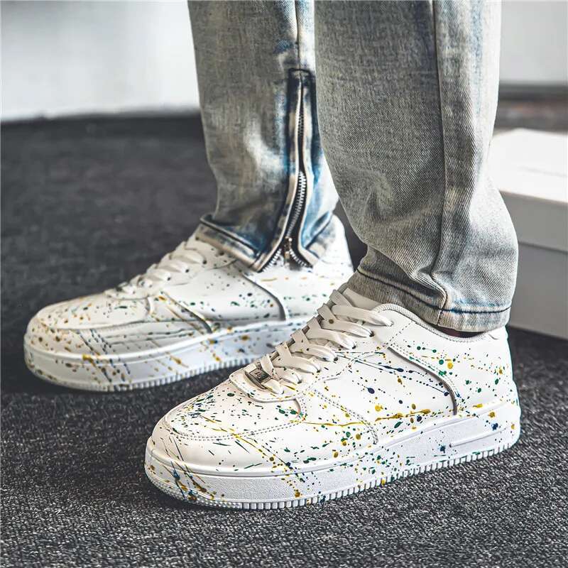 2025 New Sports Shoe Designer Trendy Fashion Leather Skateboarding Round Head Fashion Men's Casual Soft and Comfortable Anti slip Shoes Splashing