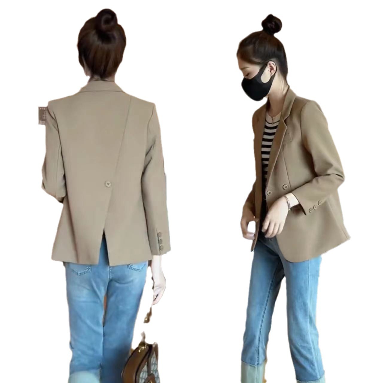 X312Chic Loose Fit High-Design Women's Blazer for Spring & Autumn Featuring a Flattering Back Cutout
