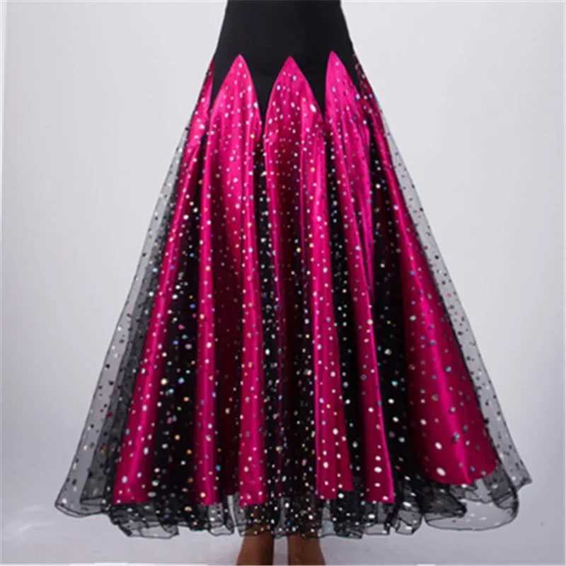 Skirts 720 degree modern swing technique for women waltz ballroom dance practice long dr female ballroom dance semi skilled bright film long dr Y25031