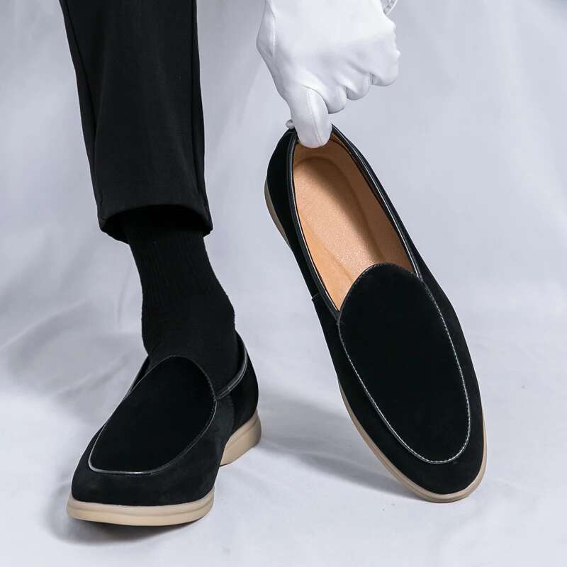Autumn High-quality Suede Mens Loafers Simple Flat Casual Brand Nubuck Leather Outdoor Mocasin Party Wedding Shoes