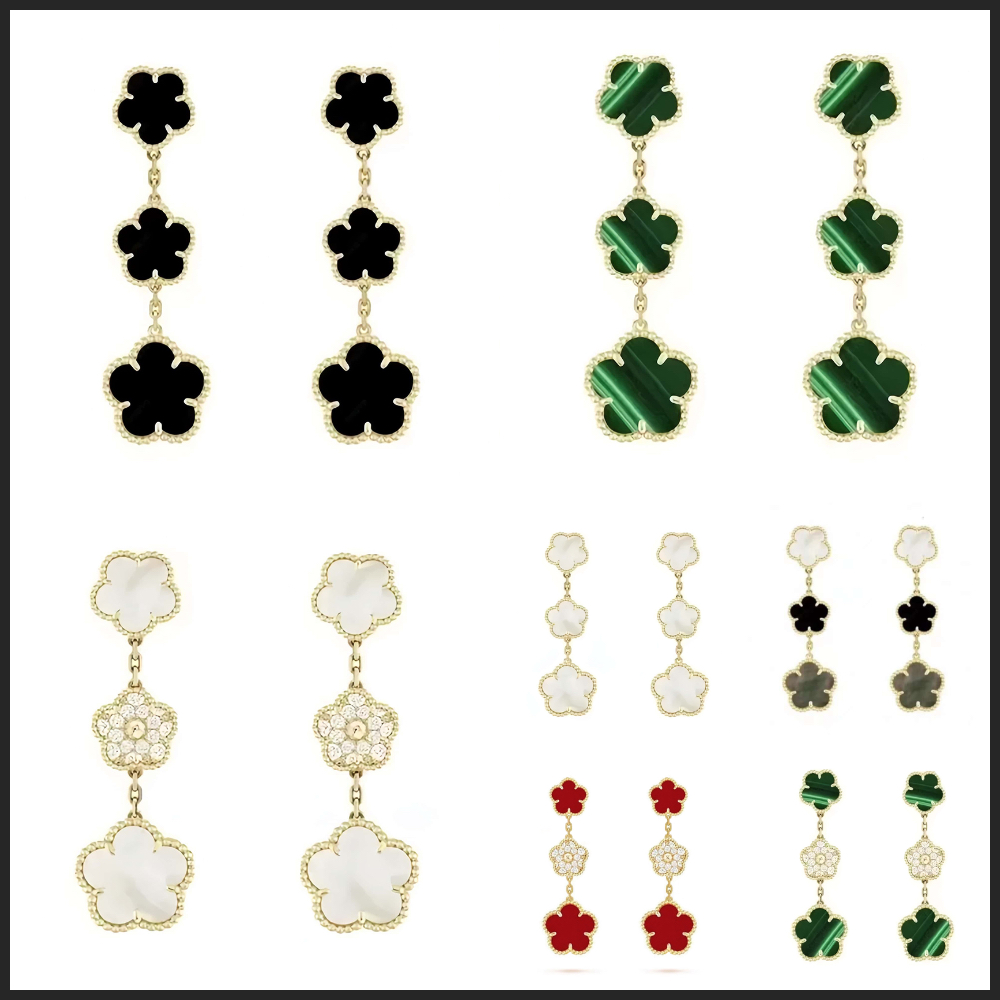 designer earring gold jewelry clover earrings designer earrings for woman Purple Red pearl earrings sterling silver jewelry 925 diamond earring flower earing gift