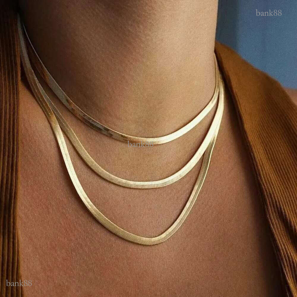 E.B.belle Stainl Steel 18K Gold Plated Short Herringbone Chain Choker Necklaces For Women Minimalist Gold Chain NecklaceX241123