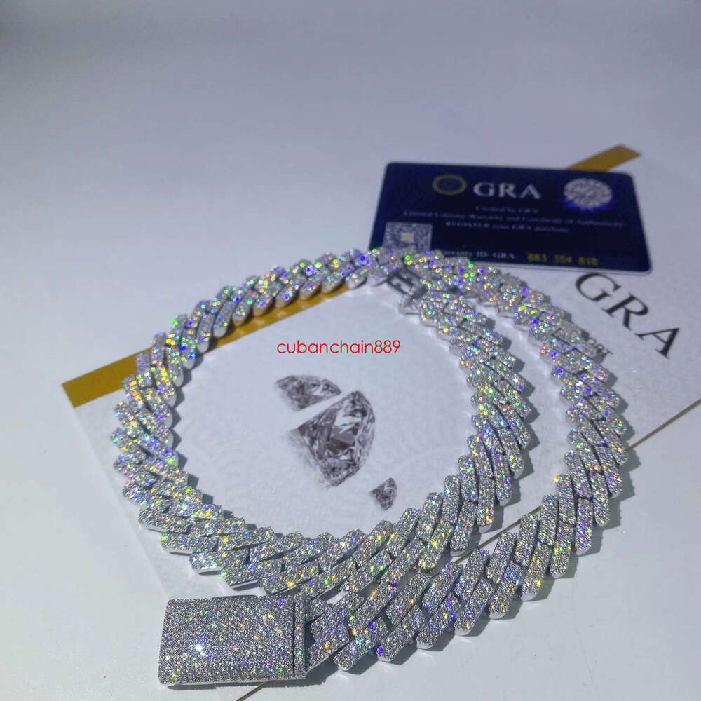 Necklace Designer Jewelry Cuban k Chain Custom Vvs Moissanite Iced Out Sterg Sier Pass Dia Test Hip Hop Chains for Men Jewelery