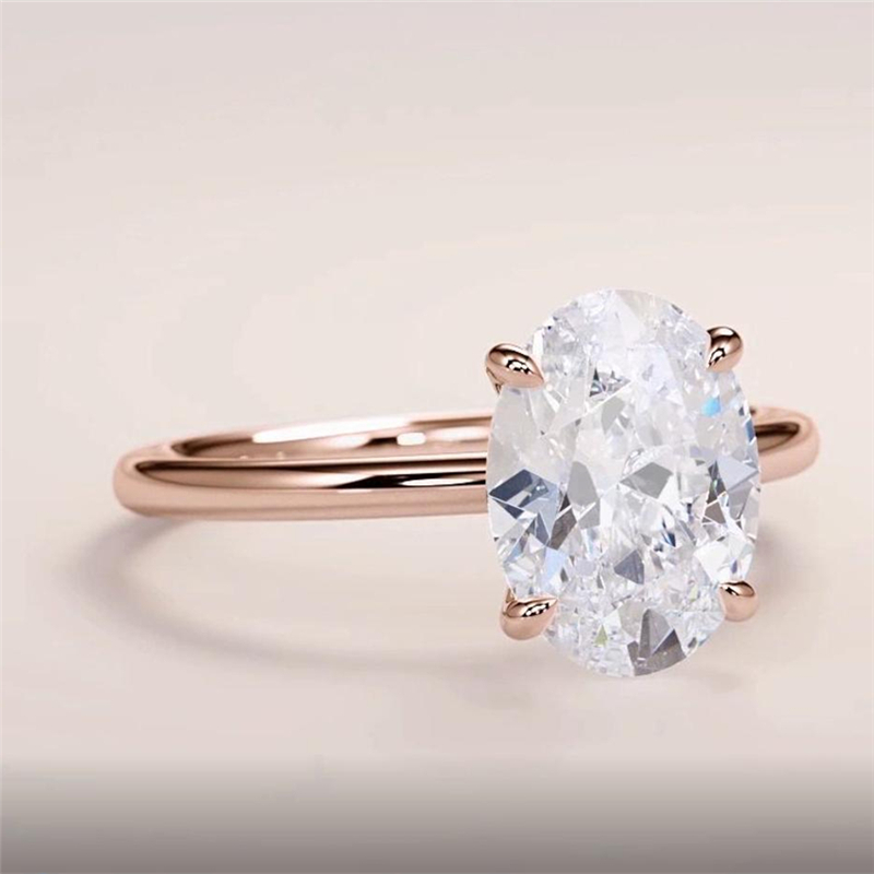 Jewelry 3 Carat Oval Cut Lab Diamond Engagement Ring 18K Real Gold Solitaire Oval Shape E VS1 IGI Certificate Lab Diamond For Women Wedding Gift