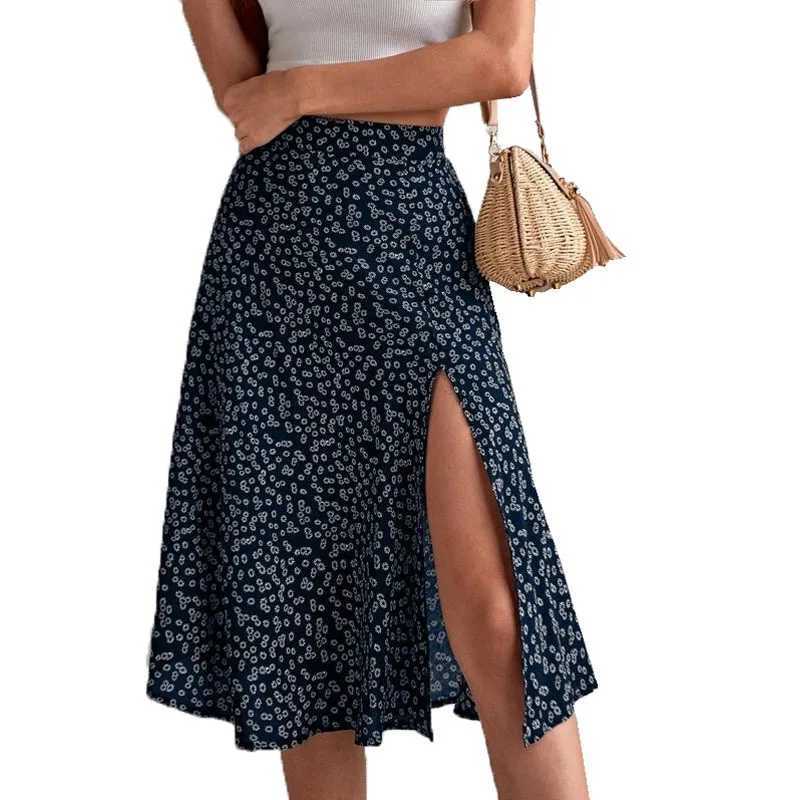 Skirts Jocoo Jol Women 2025 Summer Spring Boho Long Skirts Dr Floral Print Elastic Waist Split Sexy A Line Beach Maxi Skirt Y250314W8R4