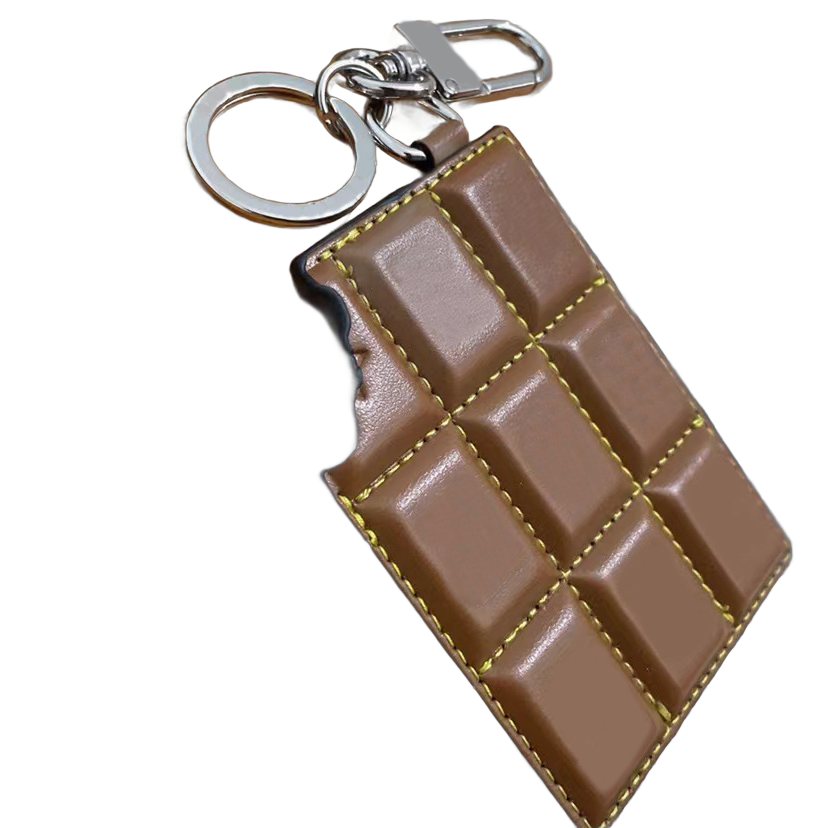 7x9CM Brown Chocolate Model Keychain Lanyards Key Chains & Ring Holder Geometry Keychains For Porte Clef Gift Men Women Car Bag Pendant Fashion Accessories No Box