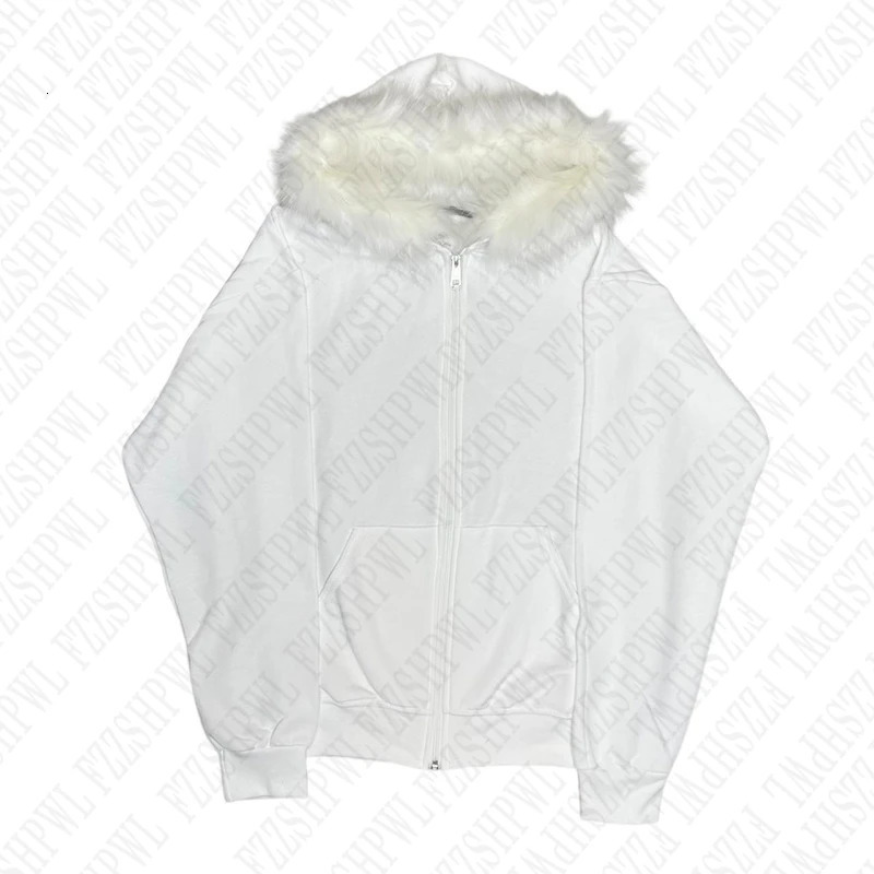 Fashion Mens Winter Fur Collar Cardigan Hip Hop Punk Rock Gothic Hoodie Casual Loose Street Top 250311