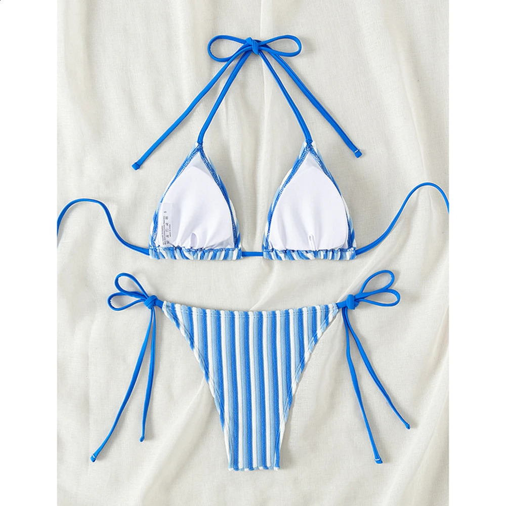 9 colors towels shoulder straps striped bikini swimsuit suitable for womens summer beach vacations low waist 250321