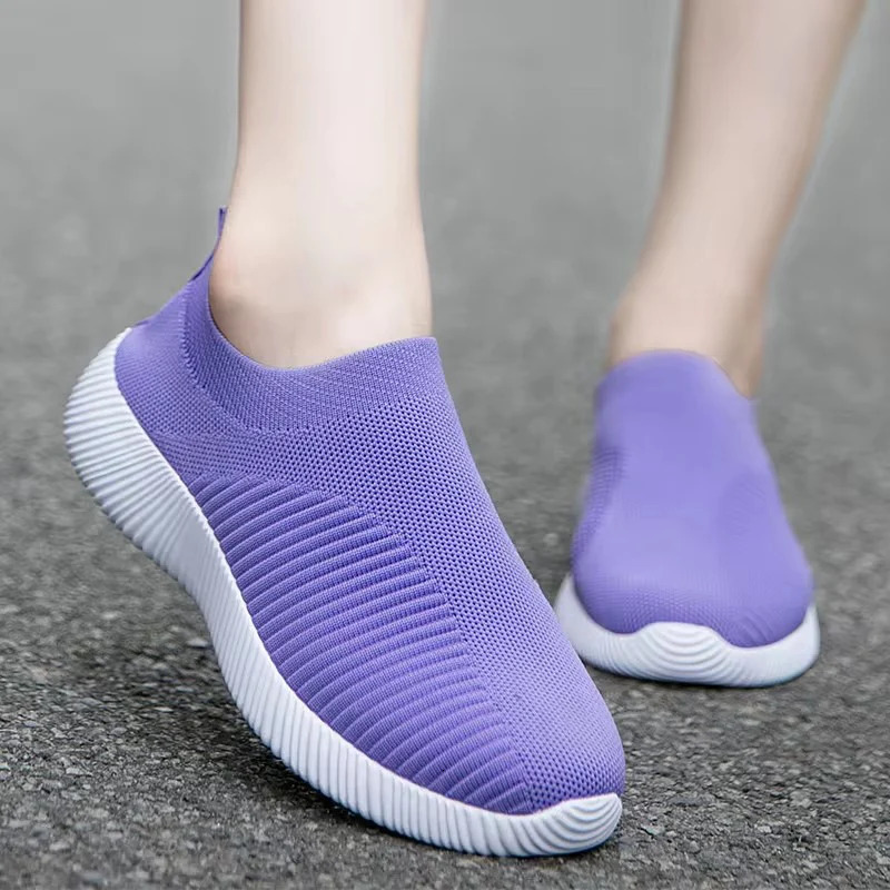 Breathable Knitting Platform Sneakers Women Comfort Soft Sole Non-slip Sports Shoes Woman Light Flat Heel Casual Shoes Ladies 250314