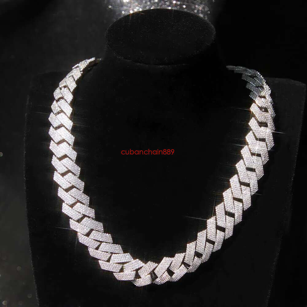3rows 4rows 16mm 20mm Fine Jewelry S Sier Ice Out Moissanite Cuban k Chain Mans Hip Hop Necklace