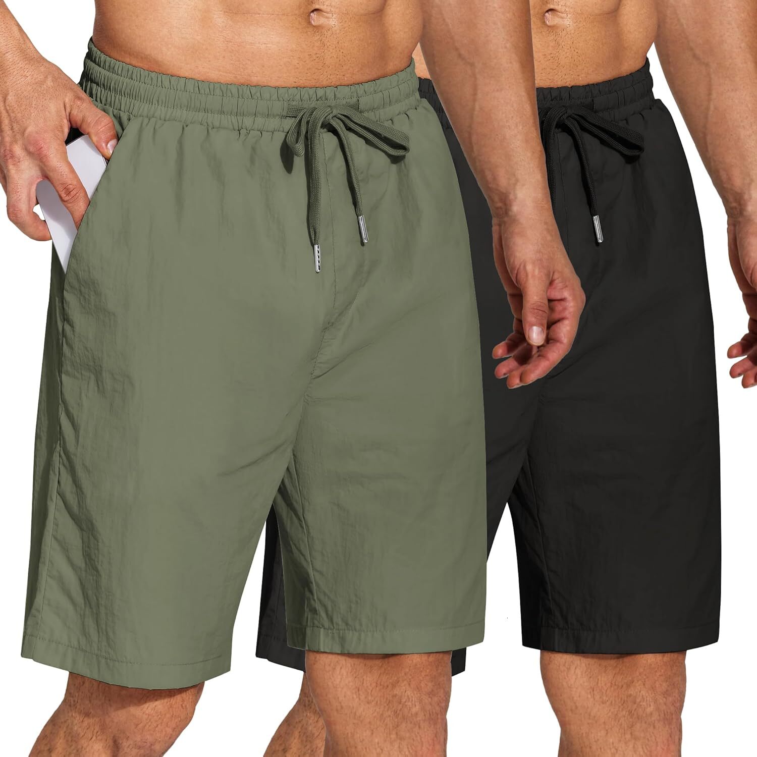 Men's Summer Beach Shorts Lightweight Elastic Waist Drawstring Casual Shorts with Pocket handsome