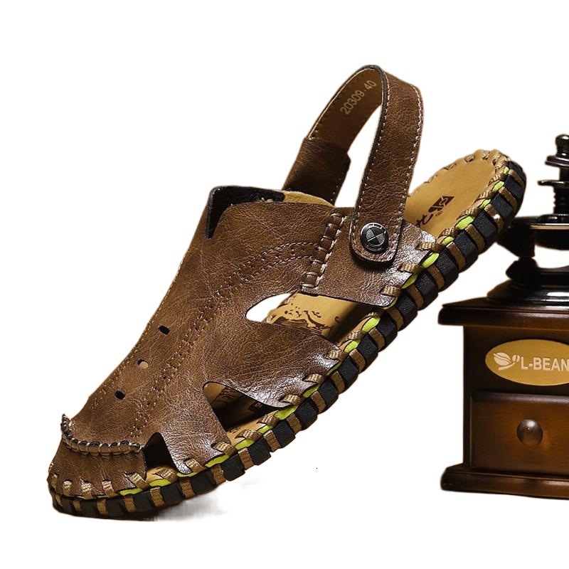 Light Luxury Baotou Slippers For Men 2025 New Summer Designer Sandals Outdoor Beach Sandals High End Breathable Fashion Sewing Men's Shoes