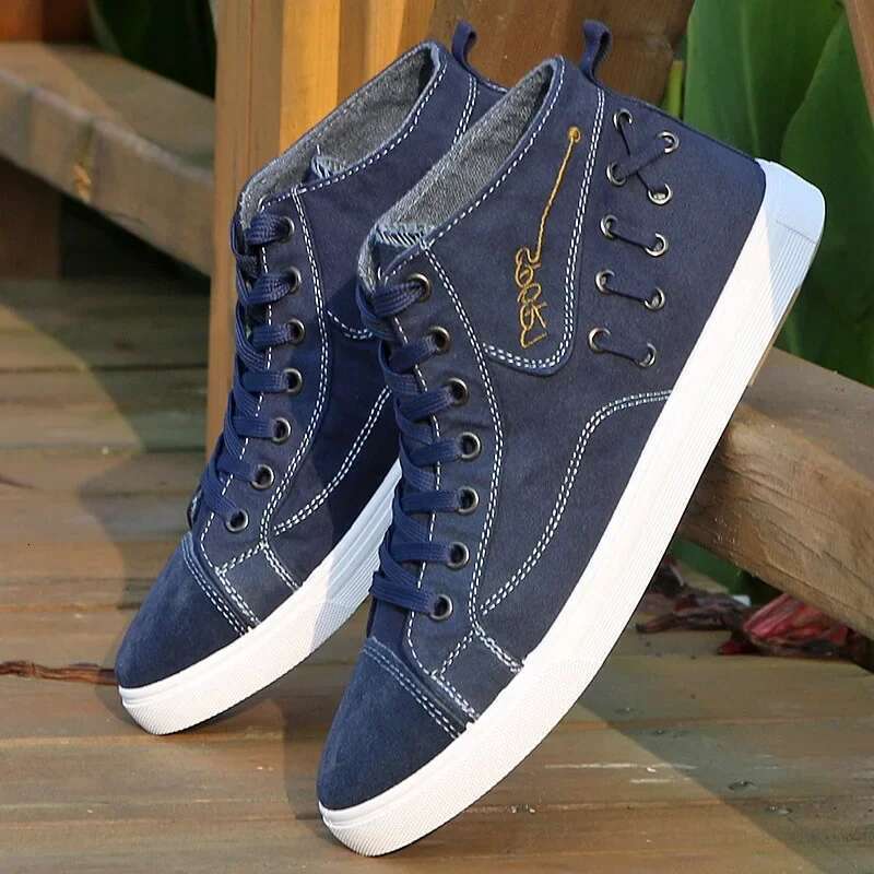 Canvas Men 2023 New Men's Casual High Top Vulacnized Shoes Flats Lace-up Sneakers atos Hombre for Male