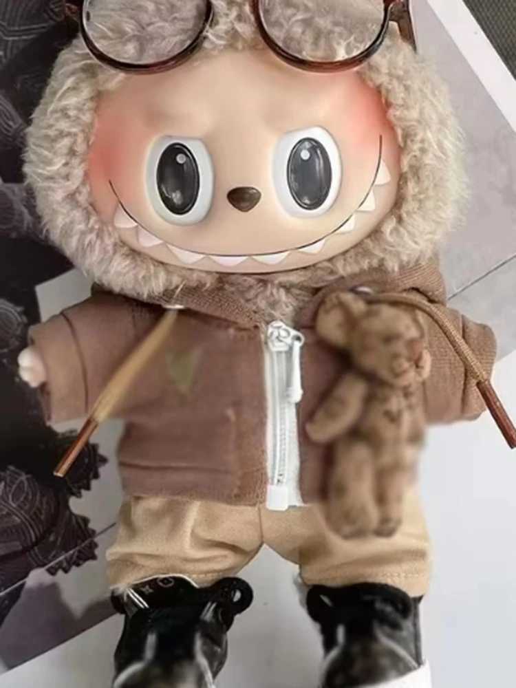 17cm Labubu Fashion Casual Hoodie Set Cute Doll Decorative Clothes Customized Labubu Limited Edition Sneakers Dressing giftT250313