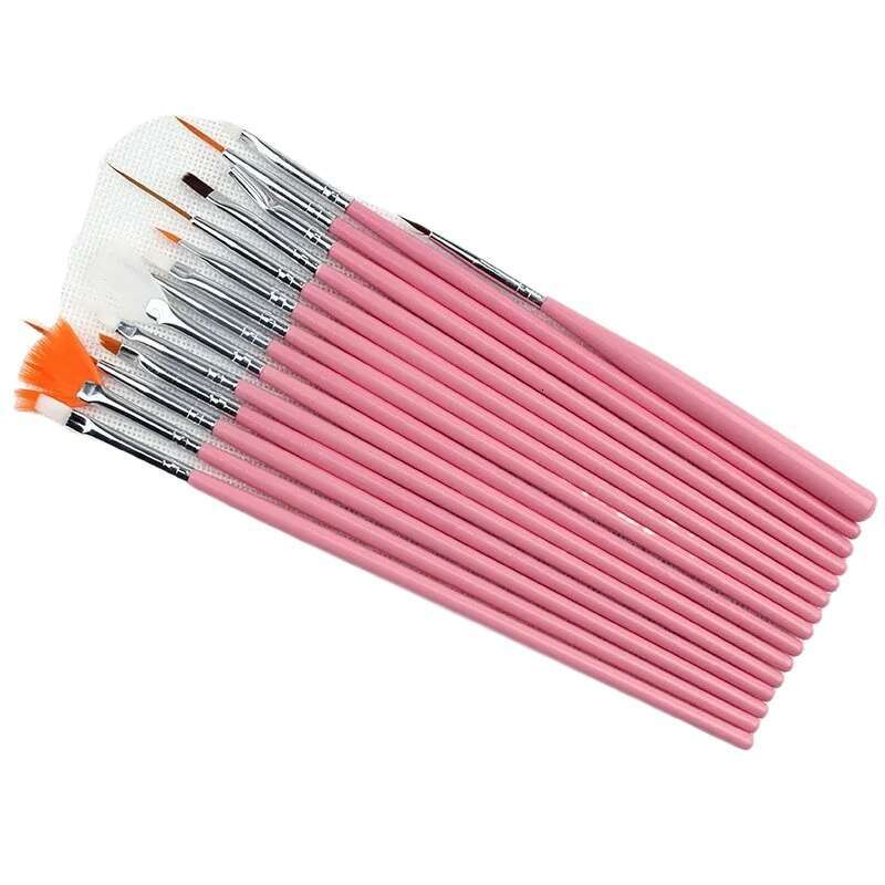 15pcs/set Professional UV Gel Art Brushes Set Design Polish Painting Drawing Pen Manicure Nail Tools Juego De Pinceles Profesionales Para Gel UV Whole