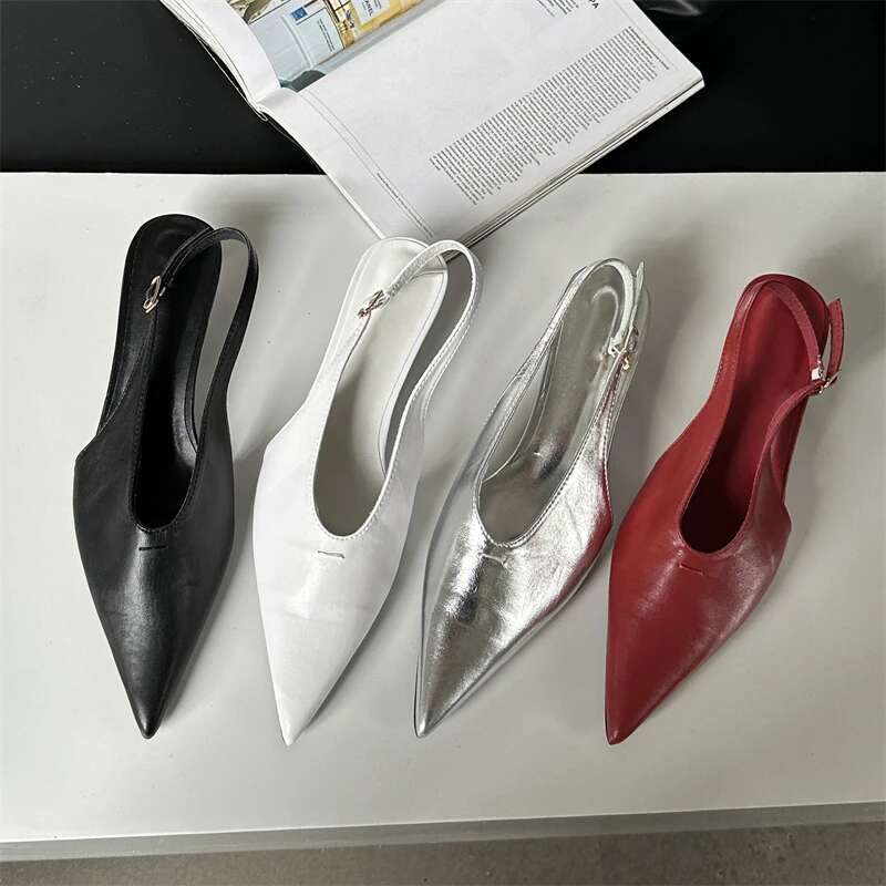 Eilyken Designer Pointed Toe Buckle Strap Pumps Women Sexy Thin Low Heels Elegant Banquet Dress Mule Ladies Shoes