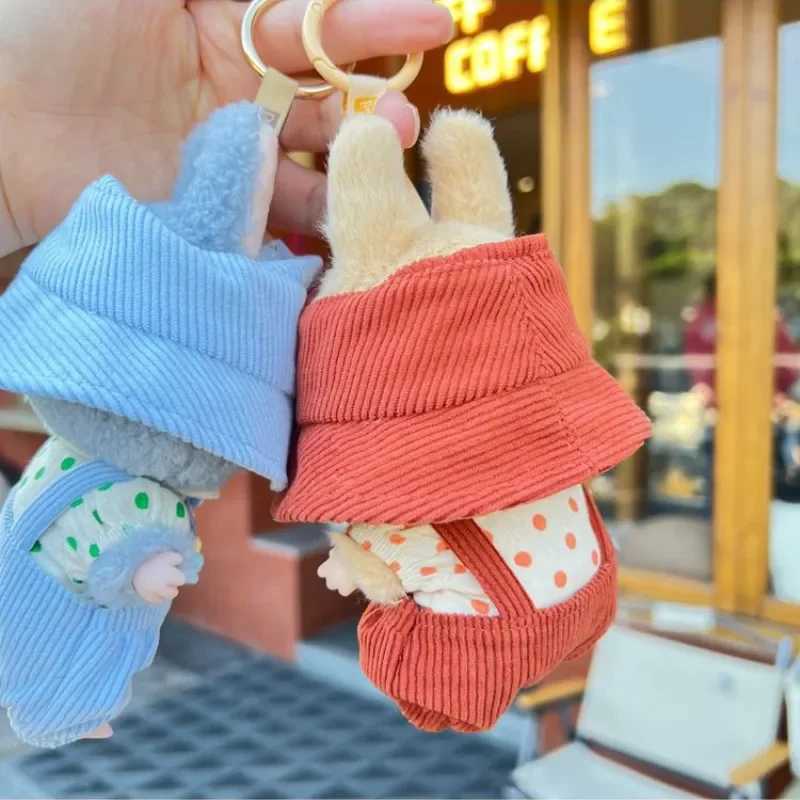 Doll Clothes Outfit Accessories Backpack Pant with Hat For 17cm Labubu V2 Mini Dolls Clothing Accessories Kid Toy Girl GiftT250313