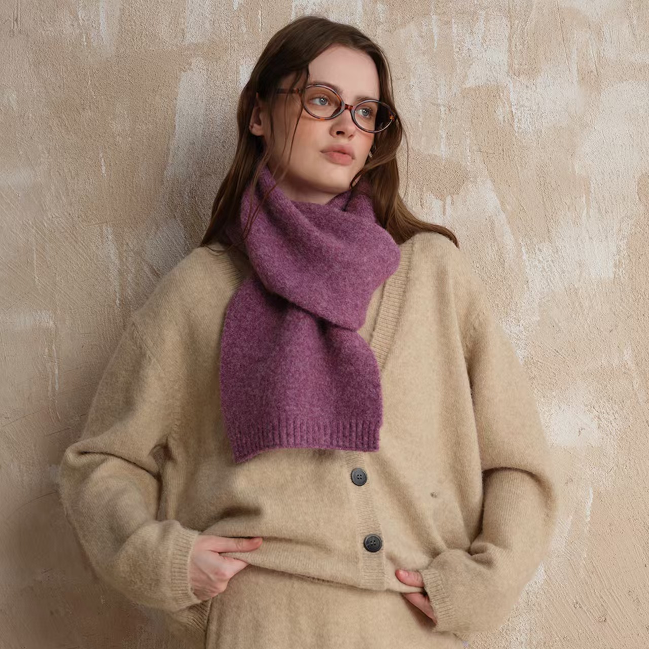 K127 Homemade basic soft and glutinous high-grade atmosphere wool blended solid color knitted scarf for women winter wool neck scarf for men