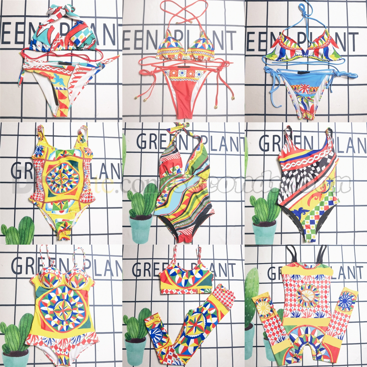 Contrast Color Swim Wear Women Designer Beach Swimsuit Letter Print Bathing Suit High Waist Swimming Suit