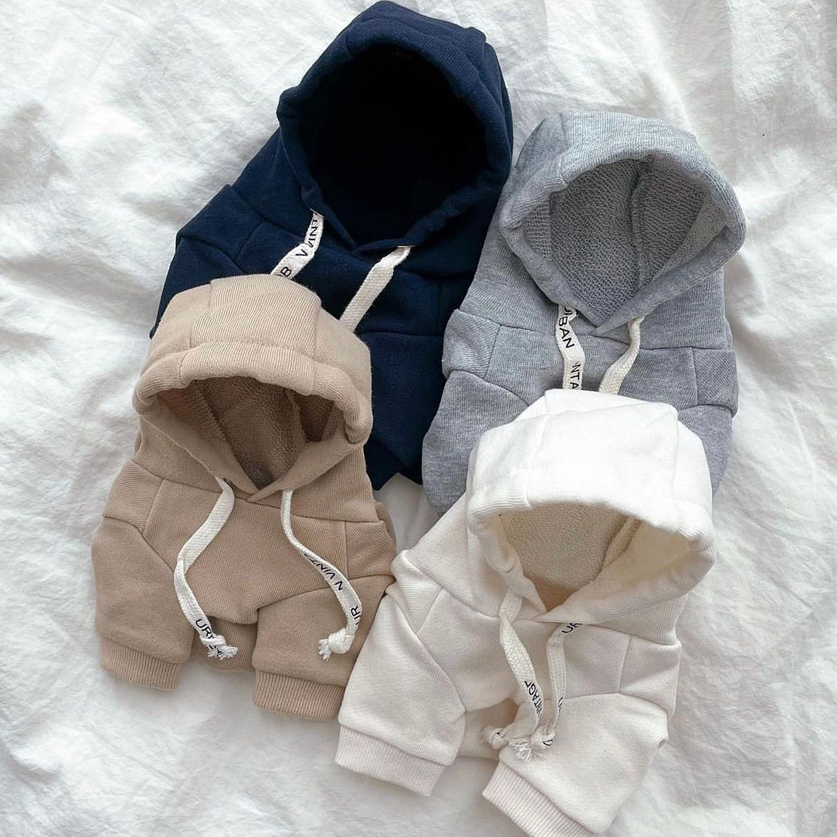 Insulated Dog Hoodie with String Ties - Cozy Two-Feet Pet Apparel for Cats and Pups in Fall and Winter