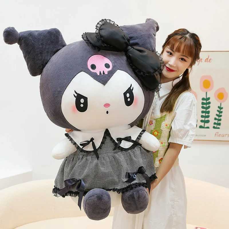 Big Size Kuromi Melody Cinnamoroll Plush Toys Pillow Anime Stuffed Doll Anime Sofa Cushion Girls Room Decoration Xmas GiftXJ250314