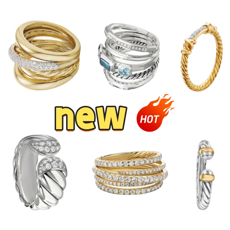 NEW Ring Designer Cable rings For Women man Twisted Sapphire connected five Rings Braided Fashion Jewelry Cross Classic Wire Vintage Engagement gift
