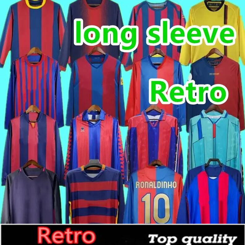 96 97 - 16 17 RIVALDO Retro Long Sleeve Soccer Jerseys XAVI PUYOL A. INIESTA RONALDINHO SUAREZ IBRAHIMOUIC GIOVANNI PIQUE HENRY Home Away Football Shirts 6