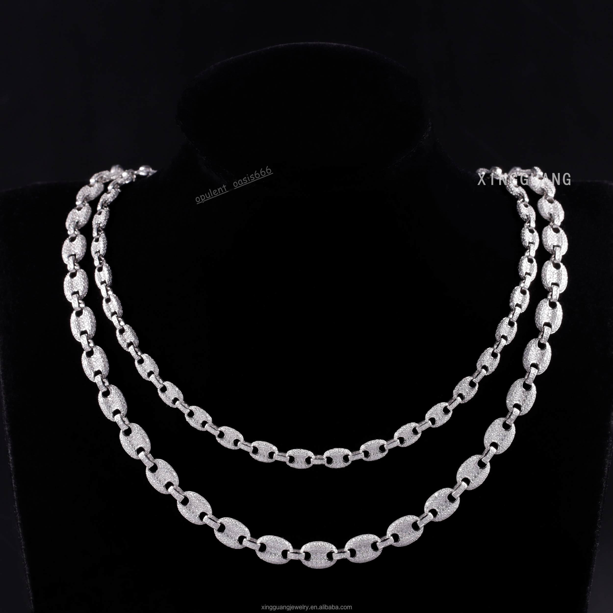 Hot Sale Pig Nose Style 6MM 8MM Pass Diamond Tester VVS Moissanite Gems with 925 Silver Chain Cuban Link Chain Jewelry