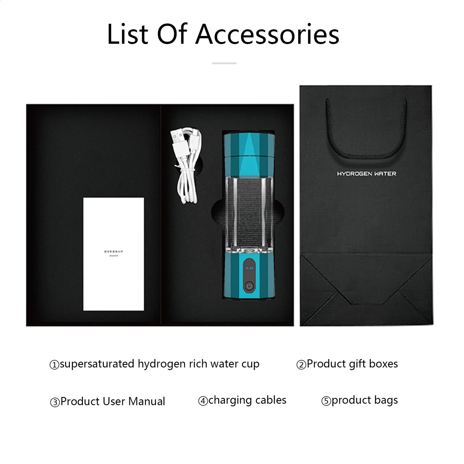 10000PPB Intelligent Hydrogen Rich Water Mug Japan Water Filter Hydrogen Water Bottle Electrolysis Hydrogen Mug Generator 250313