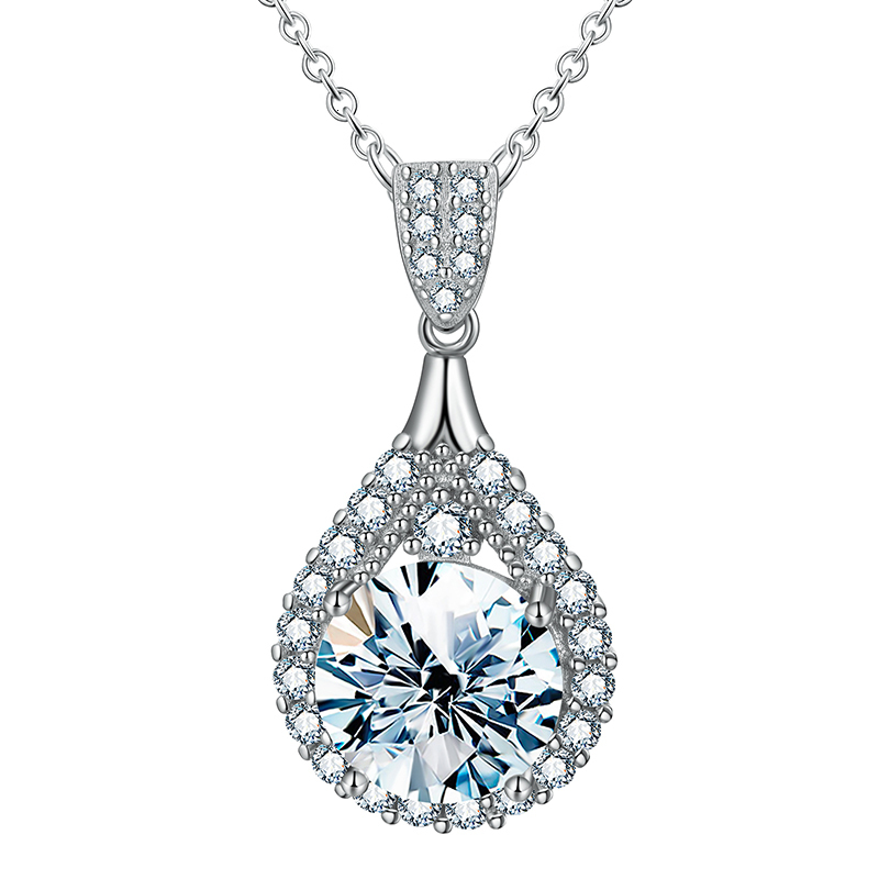 GRA Luxury 5CT D Color Moissanite Diamond Water Drop Necklace for Woman 925 Sterling Silver Chain with Certificate Fine Jewelry