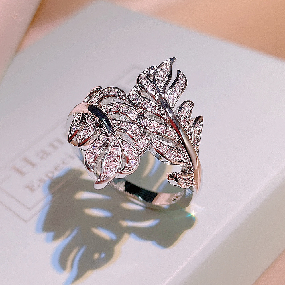 Chic Female Adaptable Leaves Design Zircon Ring | Trendy Fashion Jewelry