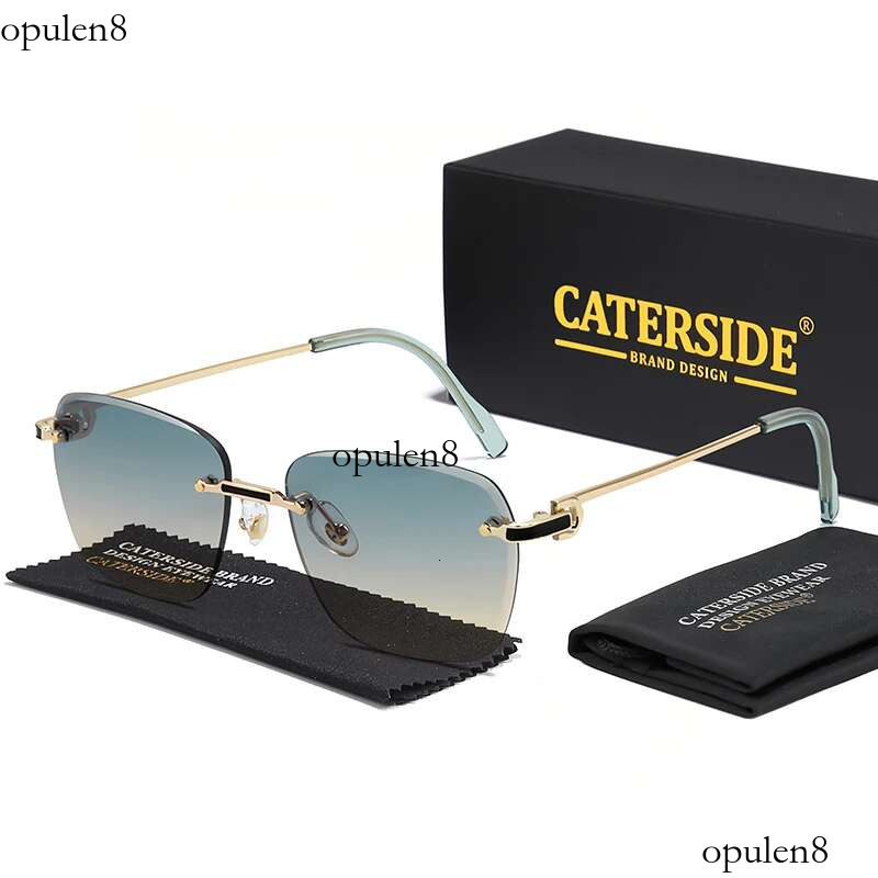 CATERSIDE New Pilot Rimless Sunglasses Men Gradient Sun Glasses Women Retro Business Shopping UV400 Lunette De Soleil Homme