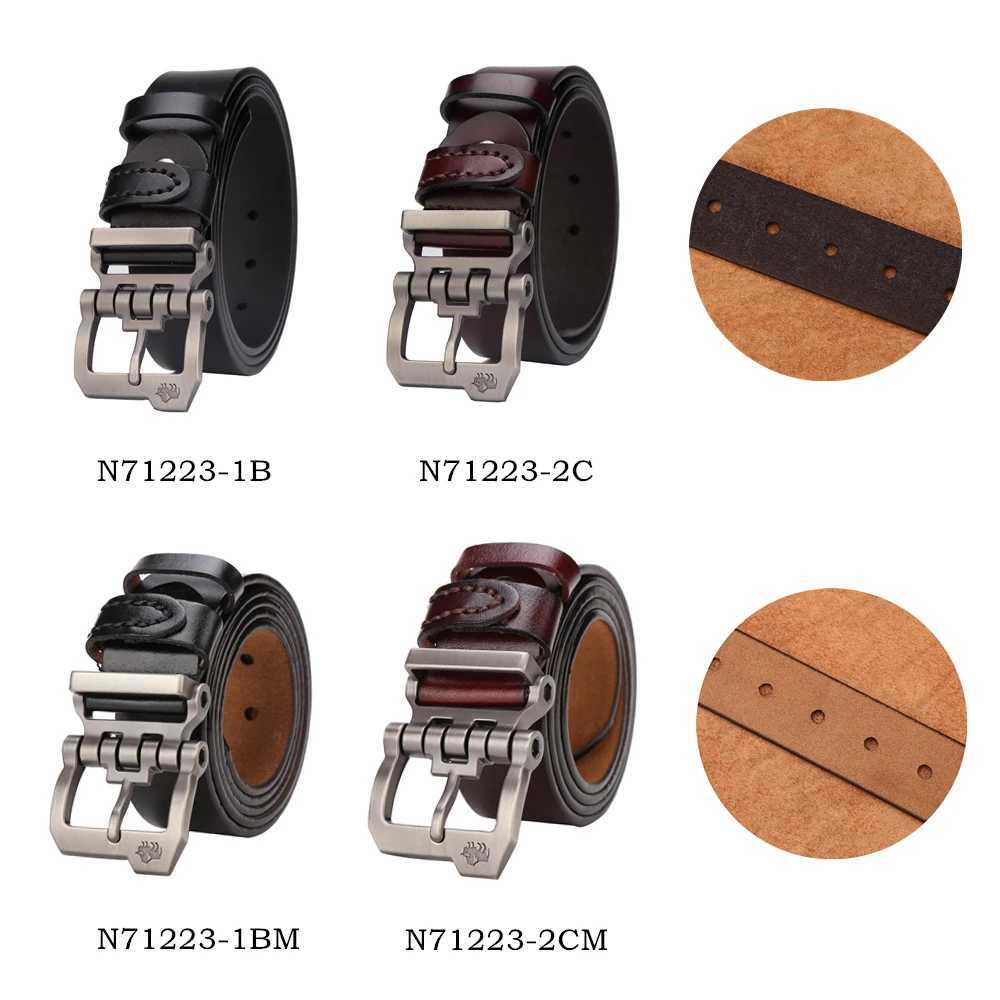 BISON DENIM Mens Genuine Leather Belt Gift Designer Jeans Belt Mens High Quality Denim Personalized Buckle Retro N71223 X250314