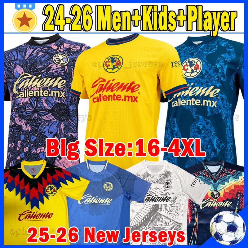XXXL 4XL 24 25 26 ClUb AmEriCa Soccer Jerseys CA Liga MX 2025 2026 HENRY FIDALGO Player Version goalkeeper L.MALAGON Men Uniforms kids kits socks sets Football Shirts