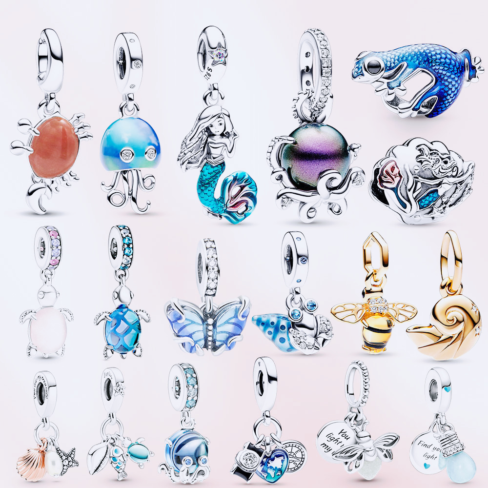 New S925 Sterling Silver Crab Charm Black Pearl Pendant Turtle Original Bracelet Women Love Loyalty Gift Free Shipping