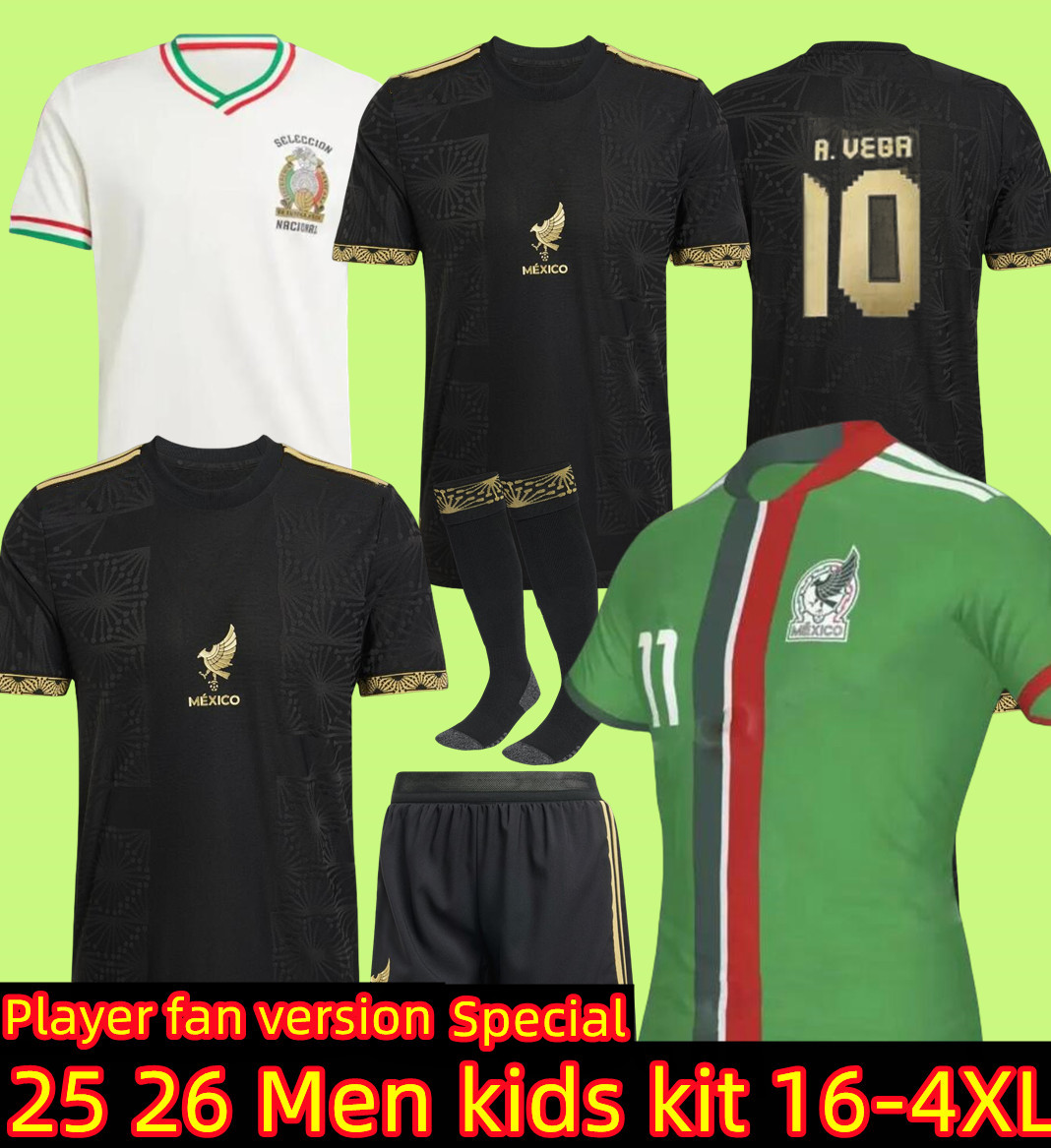 S-4XL 2025 Mexico soccer jersey H. LOSANO CHICHARITO G DOS SANTOS 24 25 football shirt sets Men kids kit MEXICAN uniform 1990 Retro