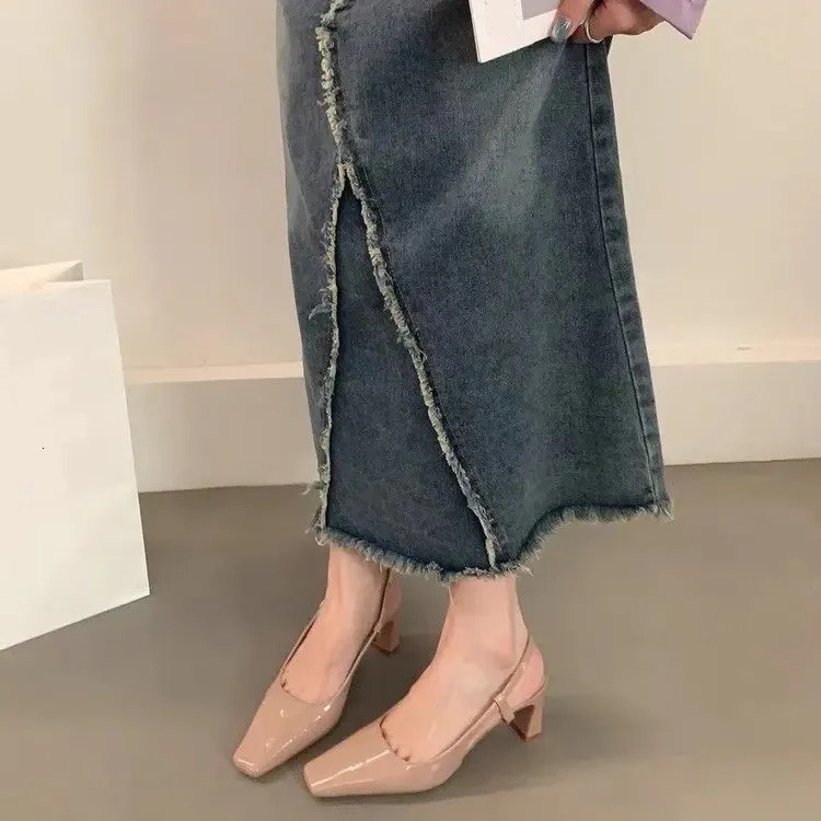 Patent Leather Mary Janes Shoes Summer Fashion Square Toe Womens Pumps Comfortable Chunky Heel Ladies Single 240613