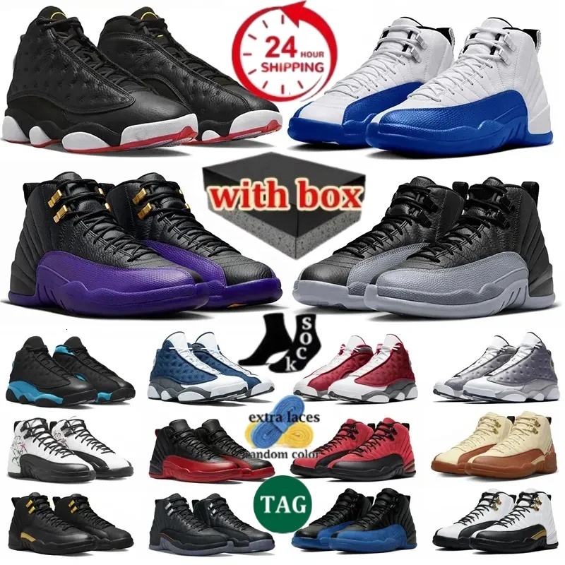 With Box Designer 12 13 Basketball Shoes Mens Womens 13s 12s Cherry Field Royal blue Purple Stealth Blueberry Reverse Flu Game Hyper Outdoors Trainers Sport Sneakers